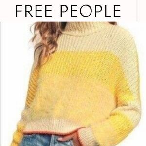 $128 NEW FREE PEOPLE oversized yellow cream orange Sunbrite sweater XS S M L NWT